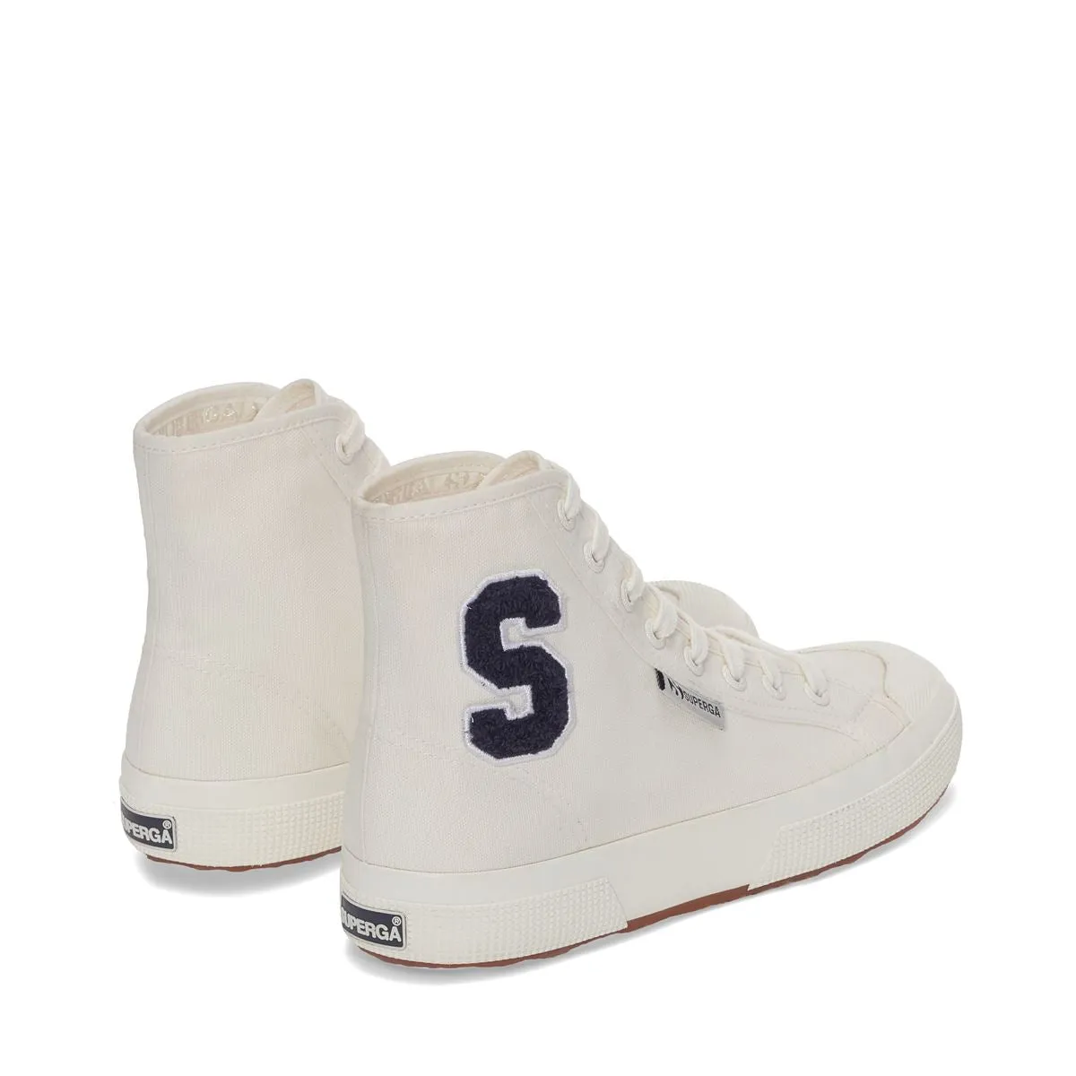 2295 Cotton Terry Patch High Top Sneakers - White Avorio Navy