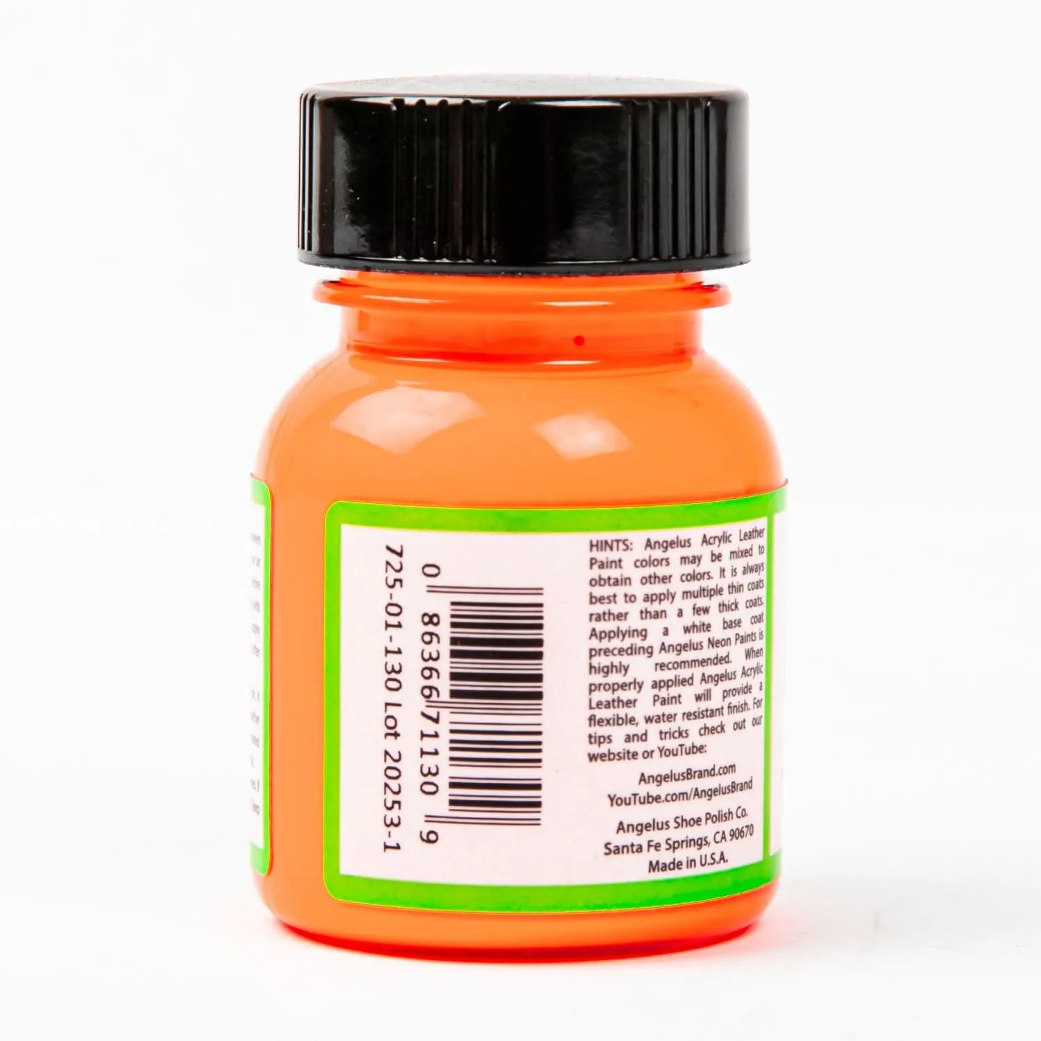 Angelus Neon Acrylic Paint Lava Orange 29Ml Use On Leather, Vinyl Or Fabric