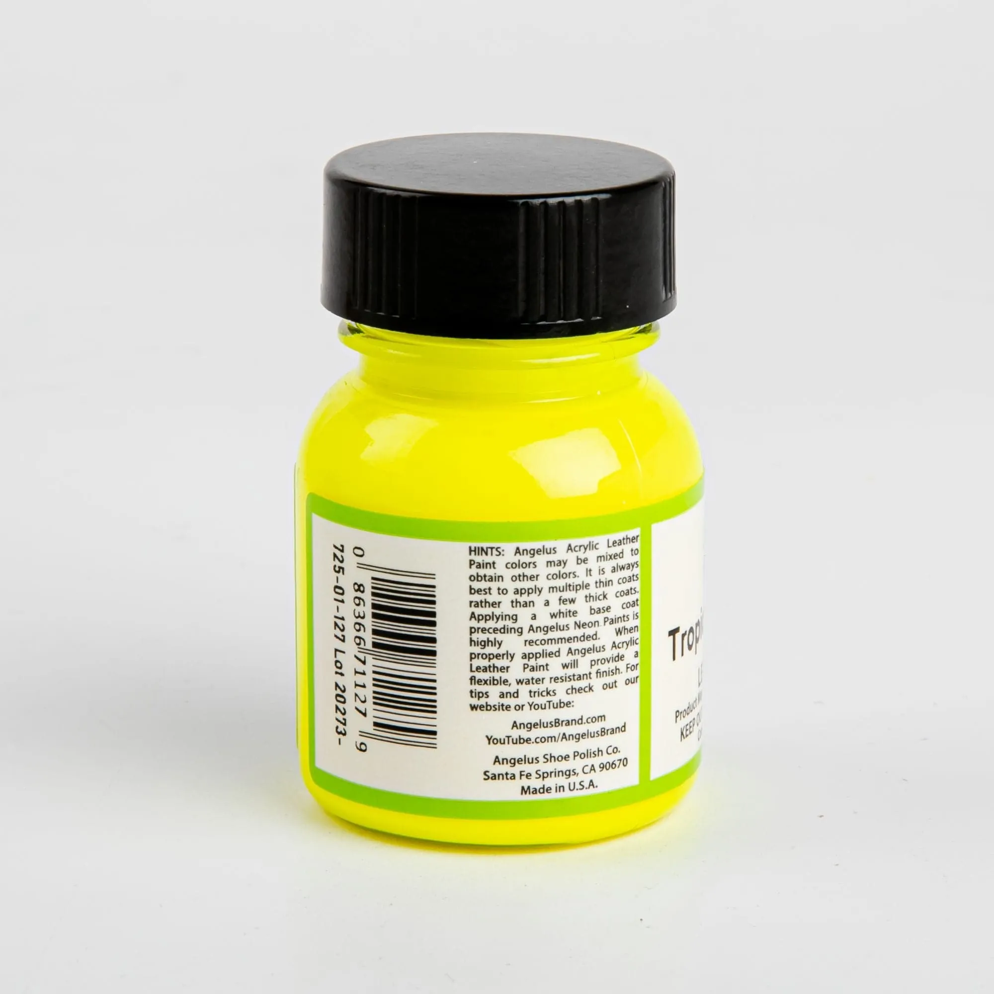 Angelus Neon Acrylic Paint Tropic Sun Yellow 29Ml Use On Leather, Vinyl Or Fabric