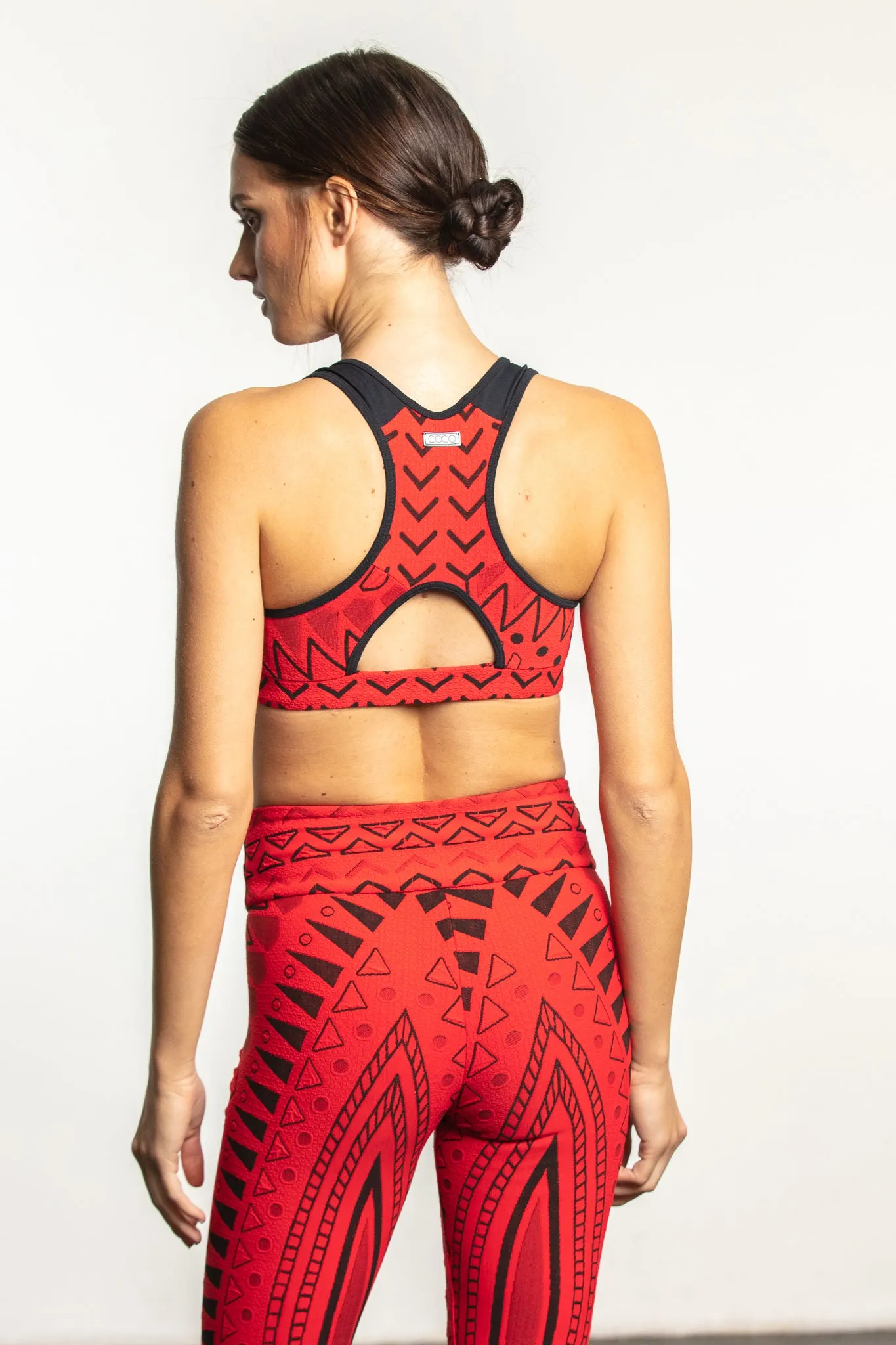 Aztec Legging | Jacquard Red with Black