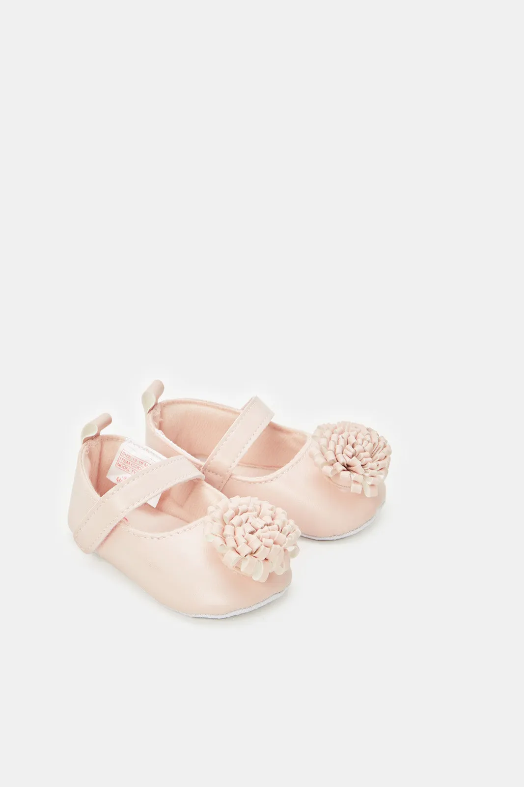 Baby Pink Floral Pram Shoes