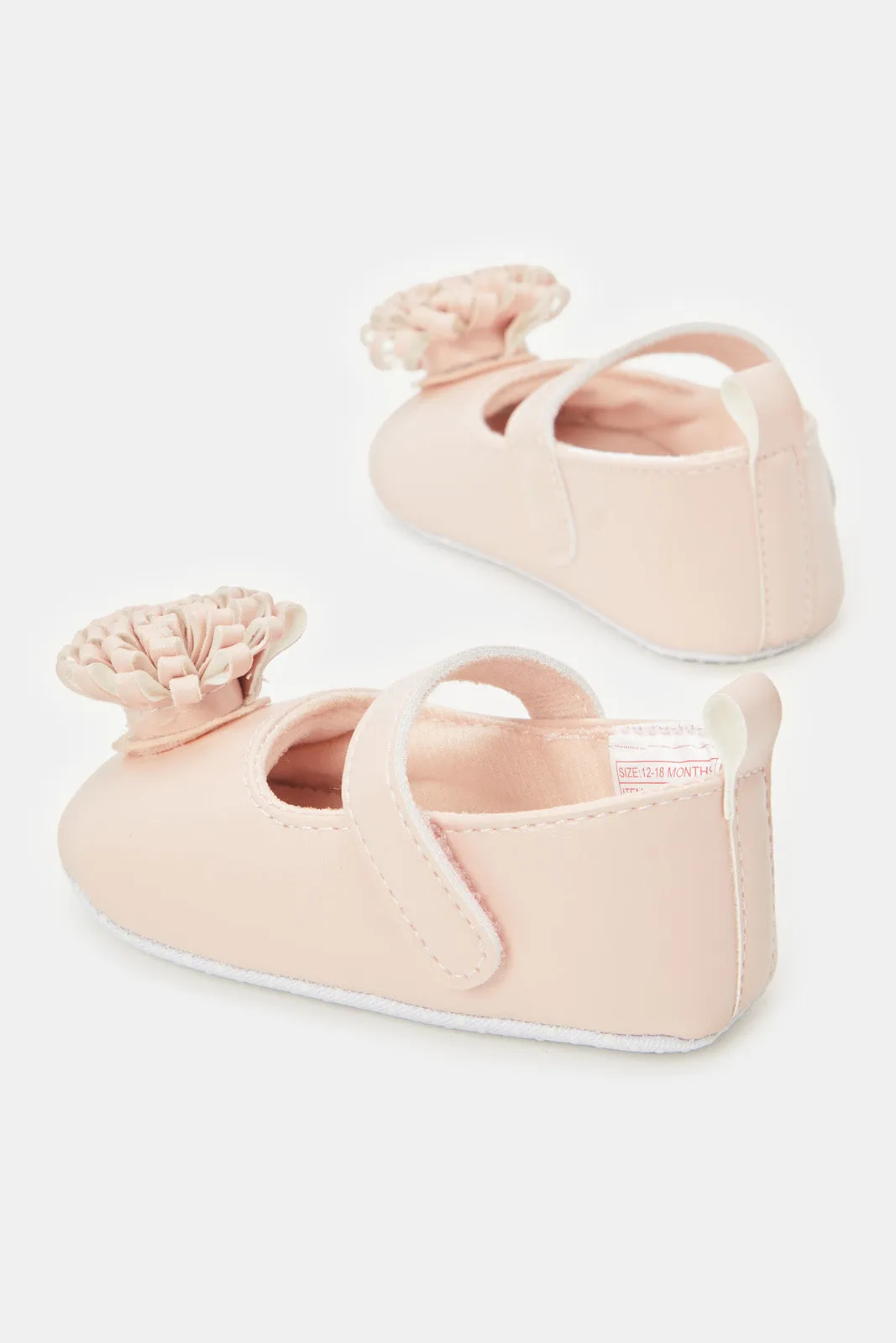 Baby Pink Floral Pram Shoes