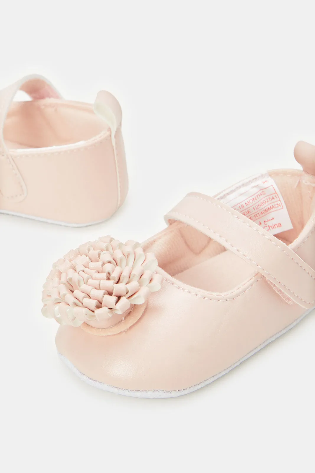 Baby Pink Floral Pram Shoes