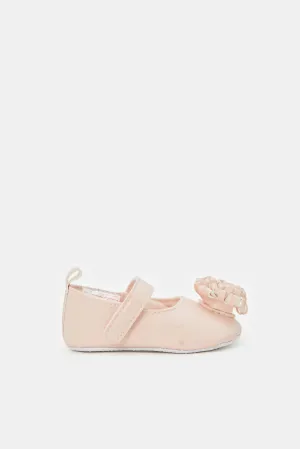 Baby Pink Floral Pram Shoes