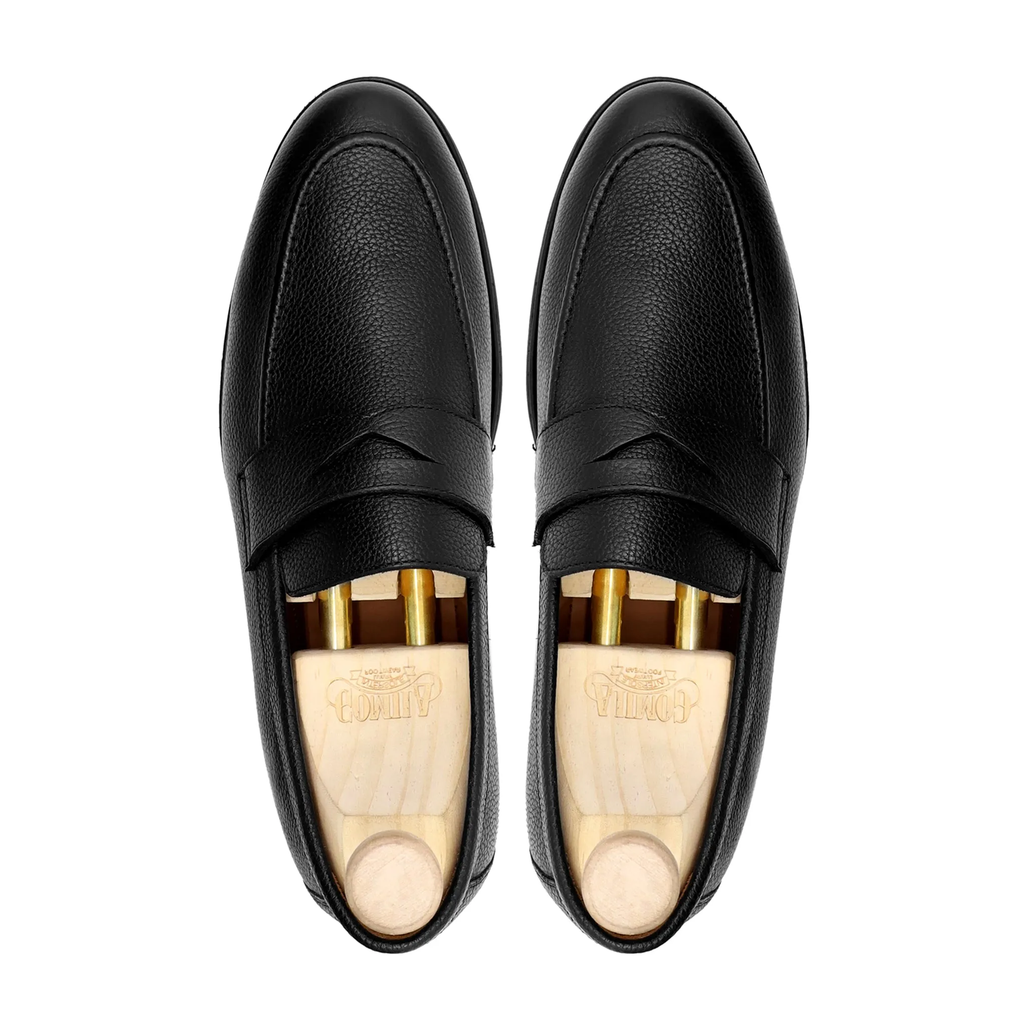 Barq - Men's Black Pebble Grain Leather Loafer