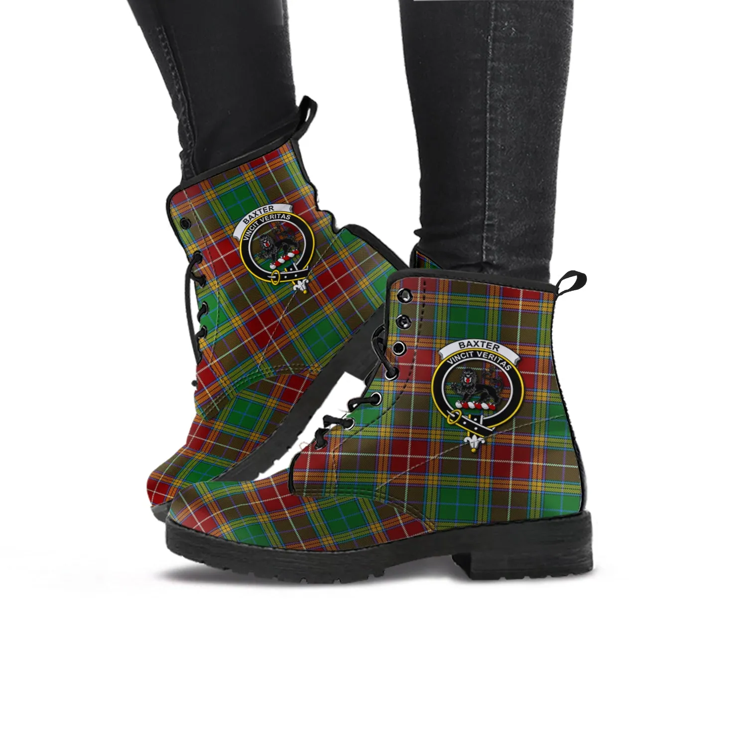 Baxter Tartan Leather Boots with Family Crest