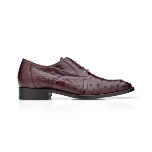 Belvedere Orlando in Dark Burgundy Genuine Ostrich Quill Oxfords