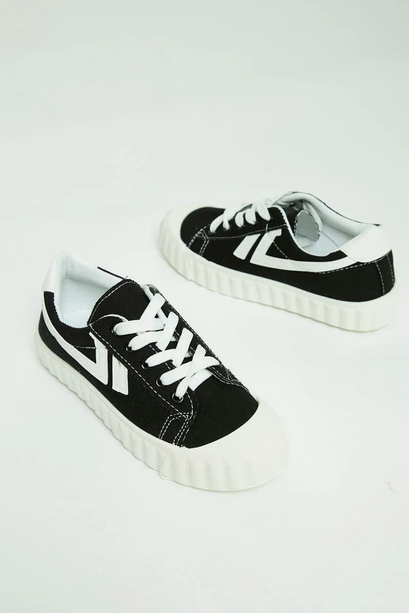 Black Contrast Line Detail Sneakers