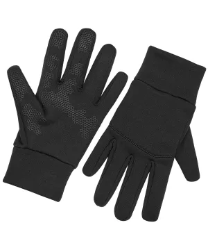 Black - Softshell sports tech gloves