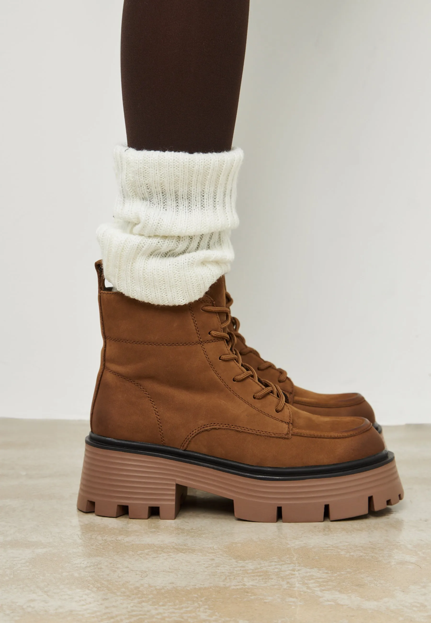 Casual Platform Ankle Boots - Brown