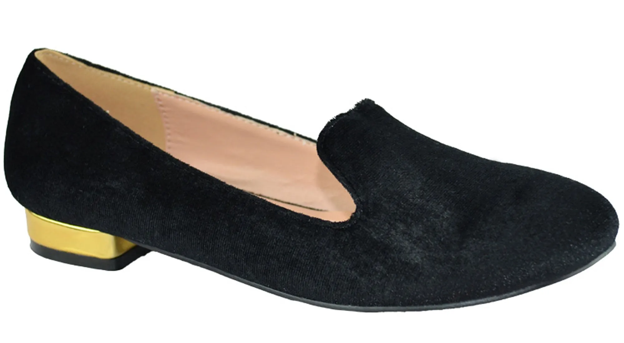 Chase & Chloe Women's Faux Velvet Smoking Slipper Loafer Flats