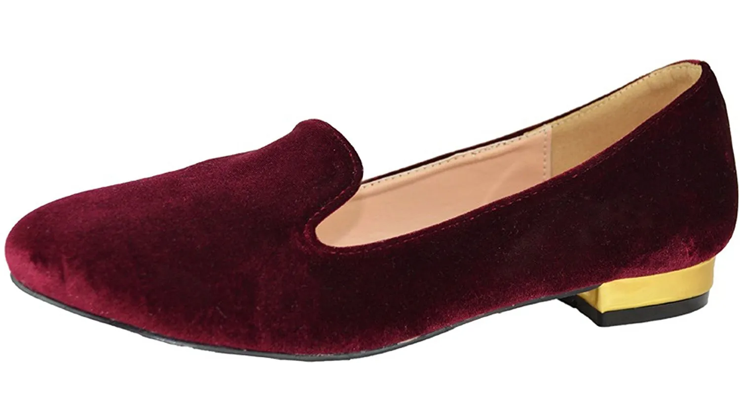 Chase & Chloe Women's Faux Velvet Smoking Slipper Loafer Flats