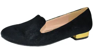 Chase & Chloe Women's Faux Velvet Smoking Slipper Loafer Flats