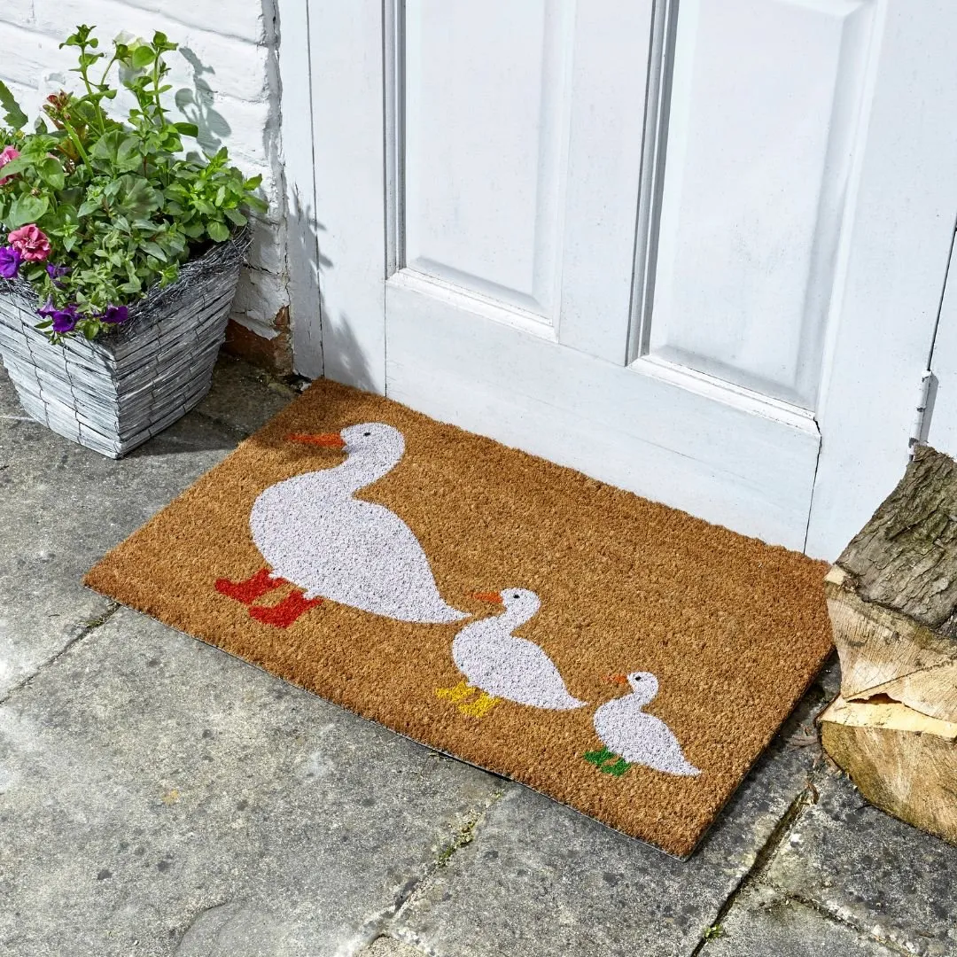 Coir Door Mat Three Ducks In Boots 45 x 75cm