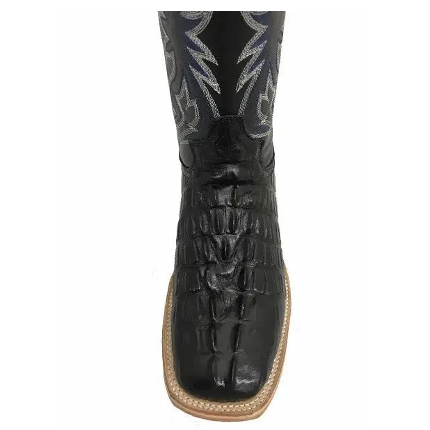 Cowtown Men's Black Alligator Print Square Toe Boots Q6096