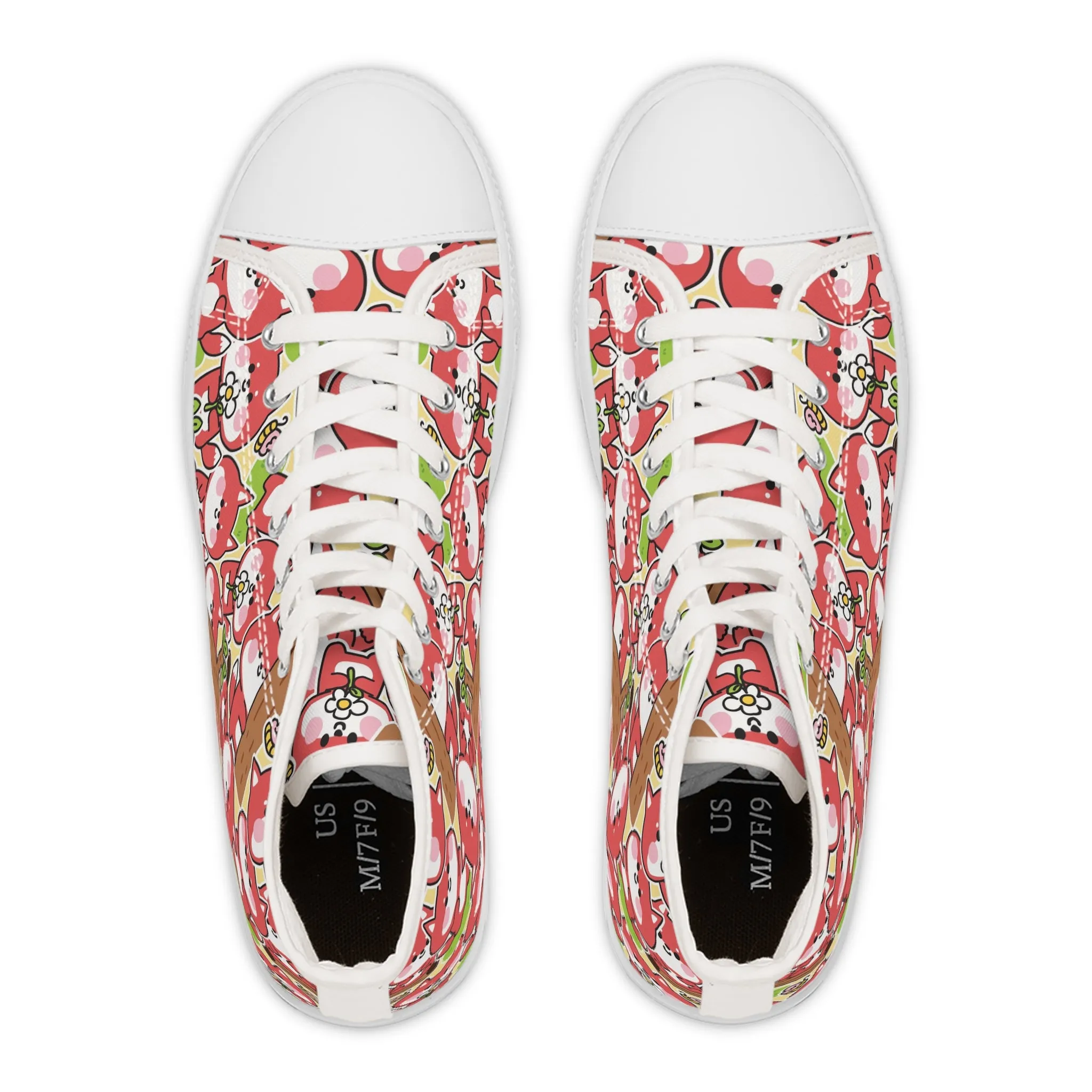 Cute Fox and Flower Women's High Top Sneakers