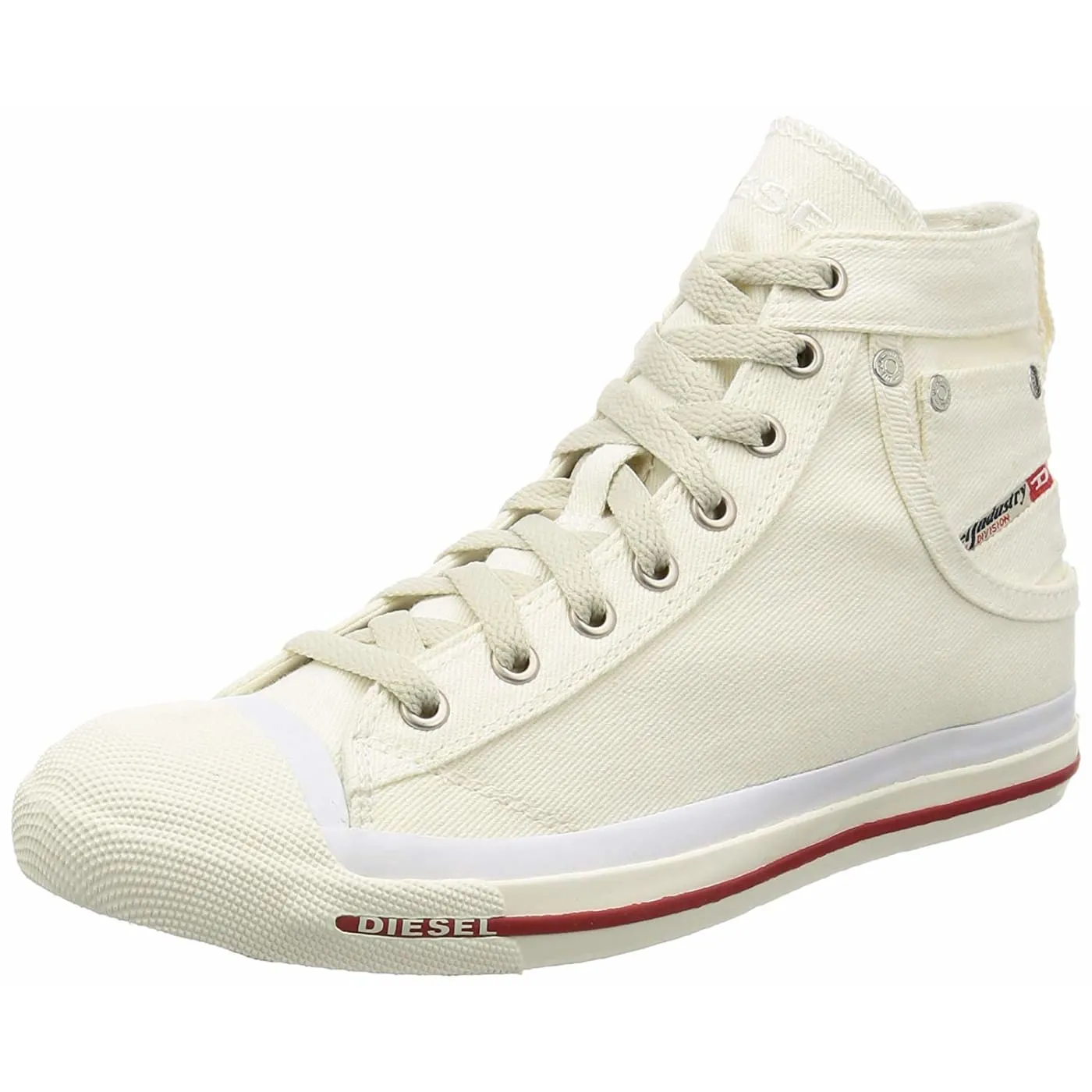 Diesel Exposure Hi Off White Red Womens Canvas New Trainers Shoes Boots