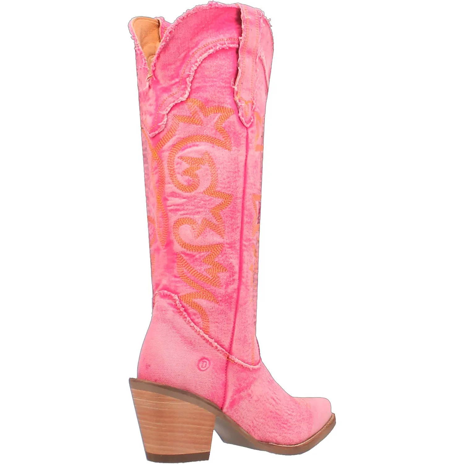 Dingo Womens Texas Tornado Pink Denim Fashion Boots