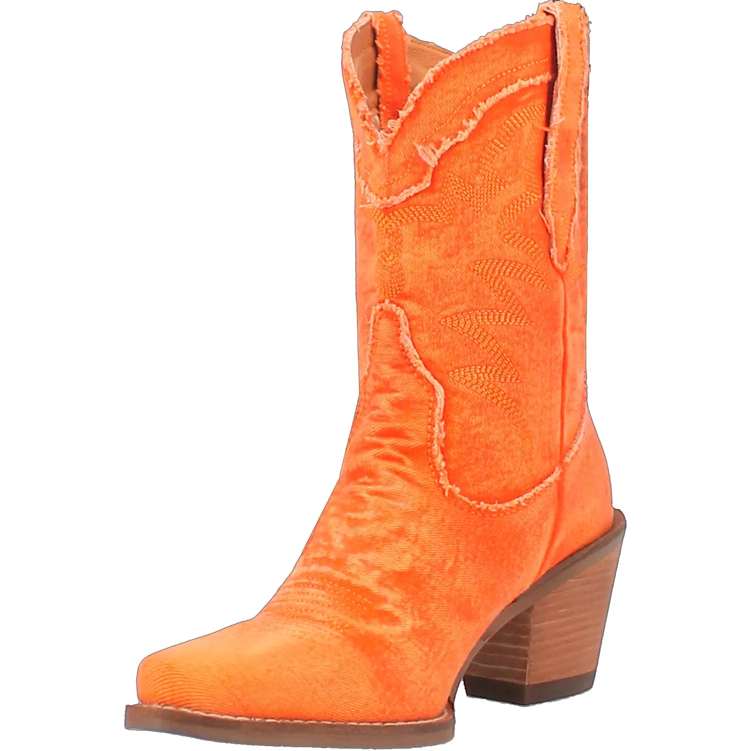 Dingo Womens Yall Need Dolly Orange Denim Cowboy Boots