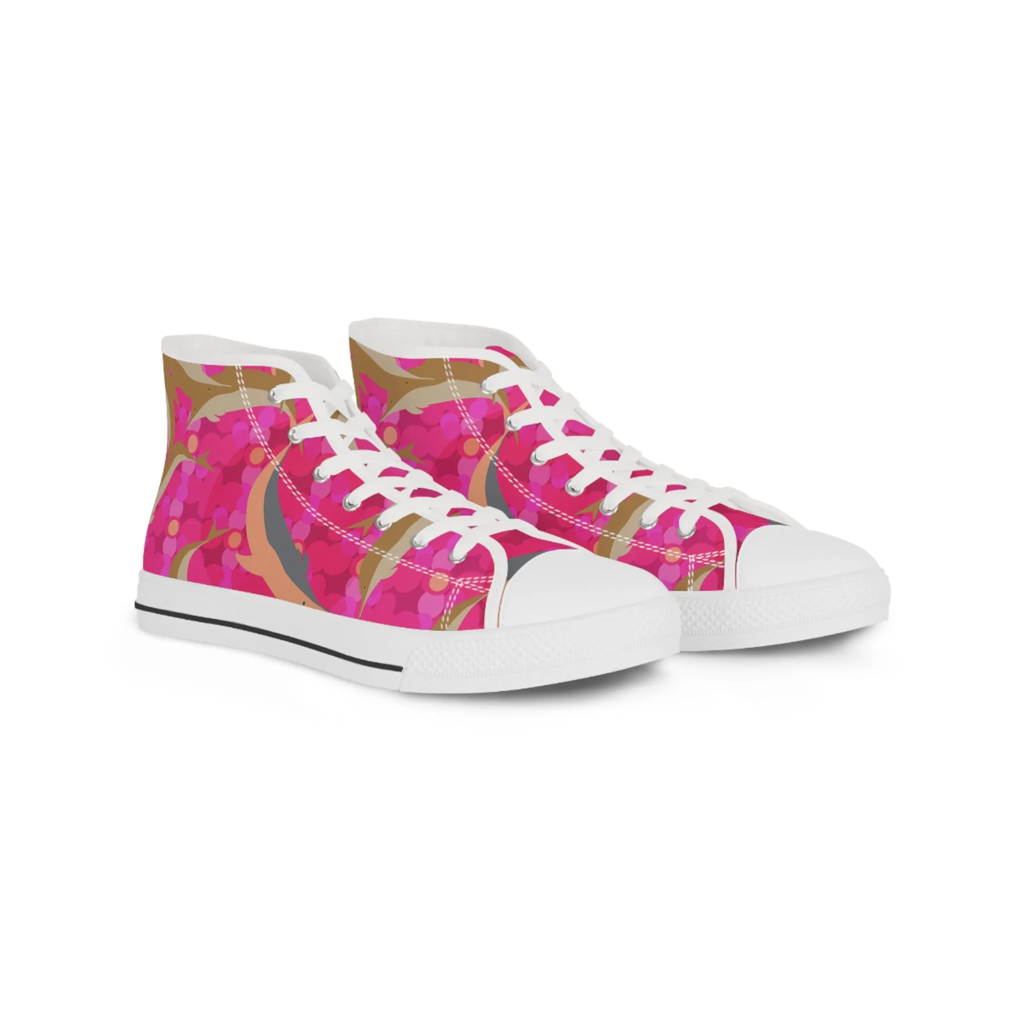 Dolphins Pink Background Men's High Top Sneakers