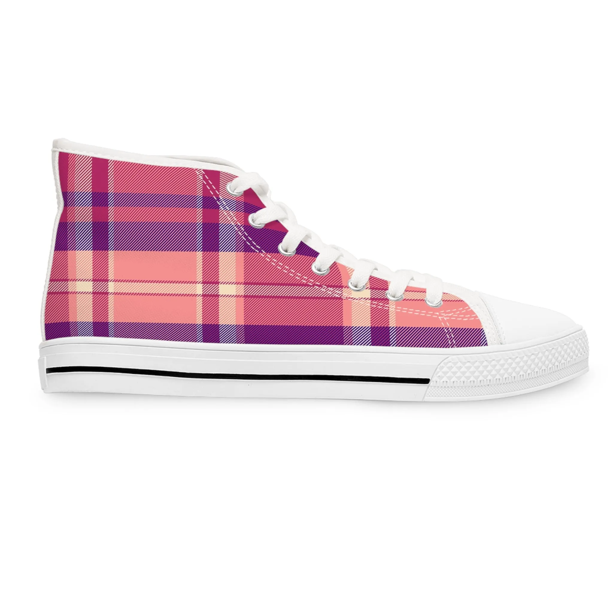 Fabric Checkered Pattern Women's High Top Sneakers