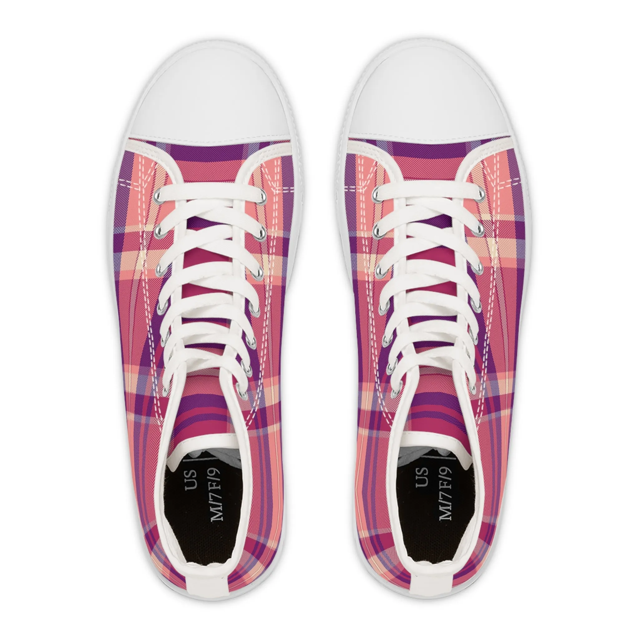 Fabric Checkered Pattern Women's High Top Sneakers