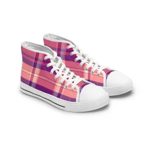 Fabric Checkered Pattern Women's High Top Sneakers