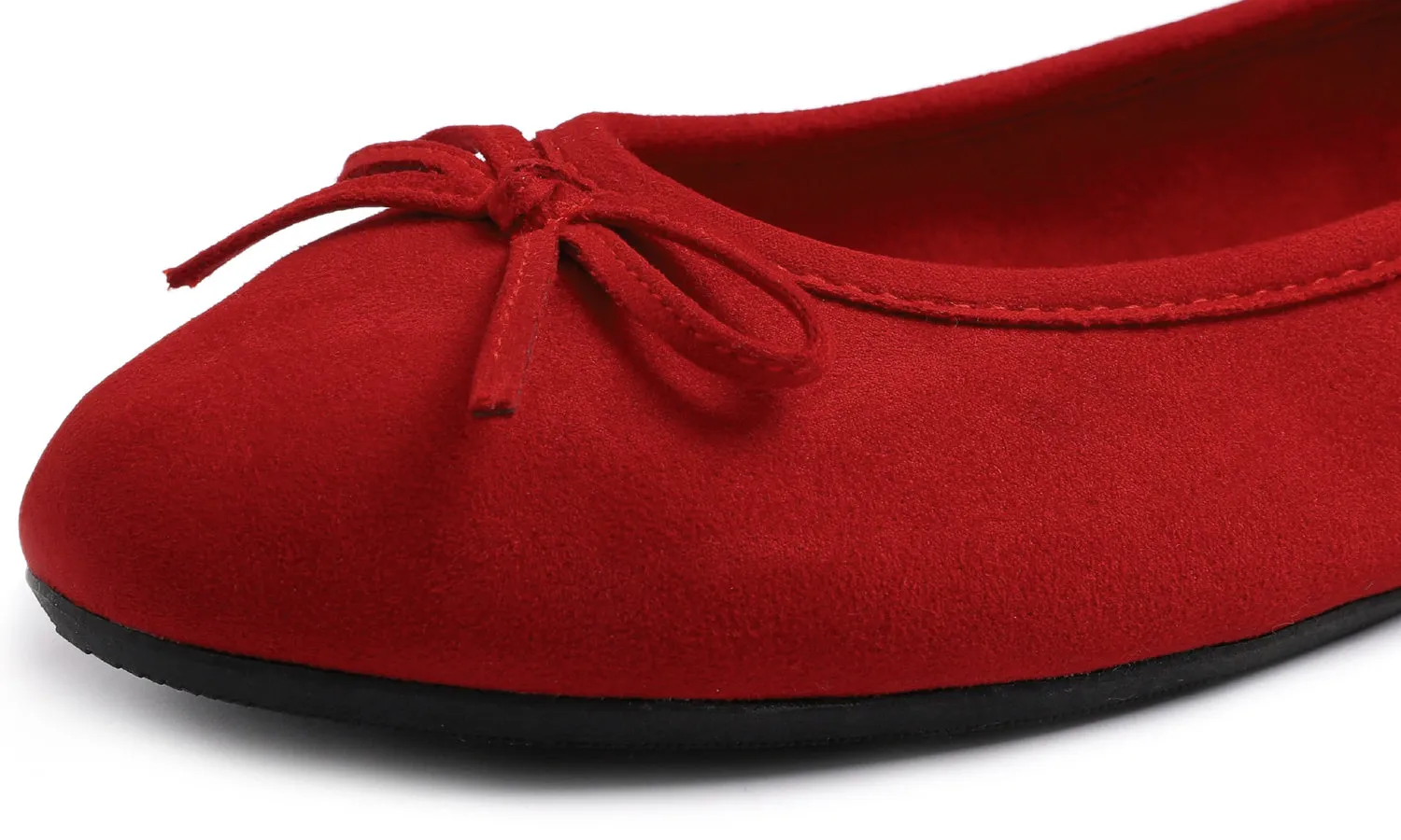 Feversole Women's Macaroon Faux Suede Memory Foam Cushion Insock Soft Ballet Flat Red