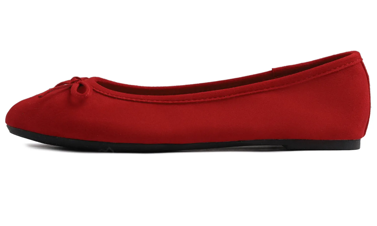 Feversole Women's Macaroon Faux Suede Memory Foam Cushion Insock Soft Ballet Flat Red