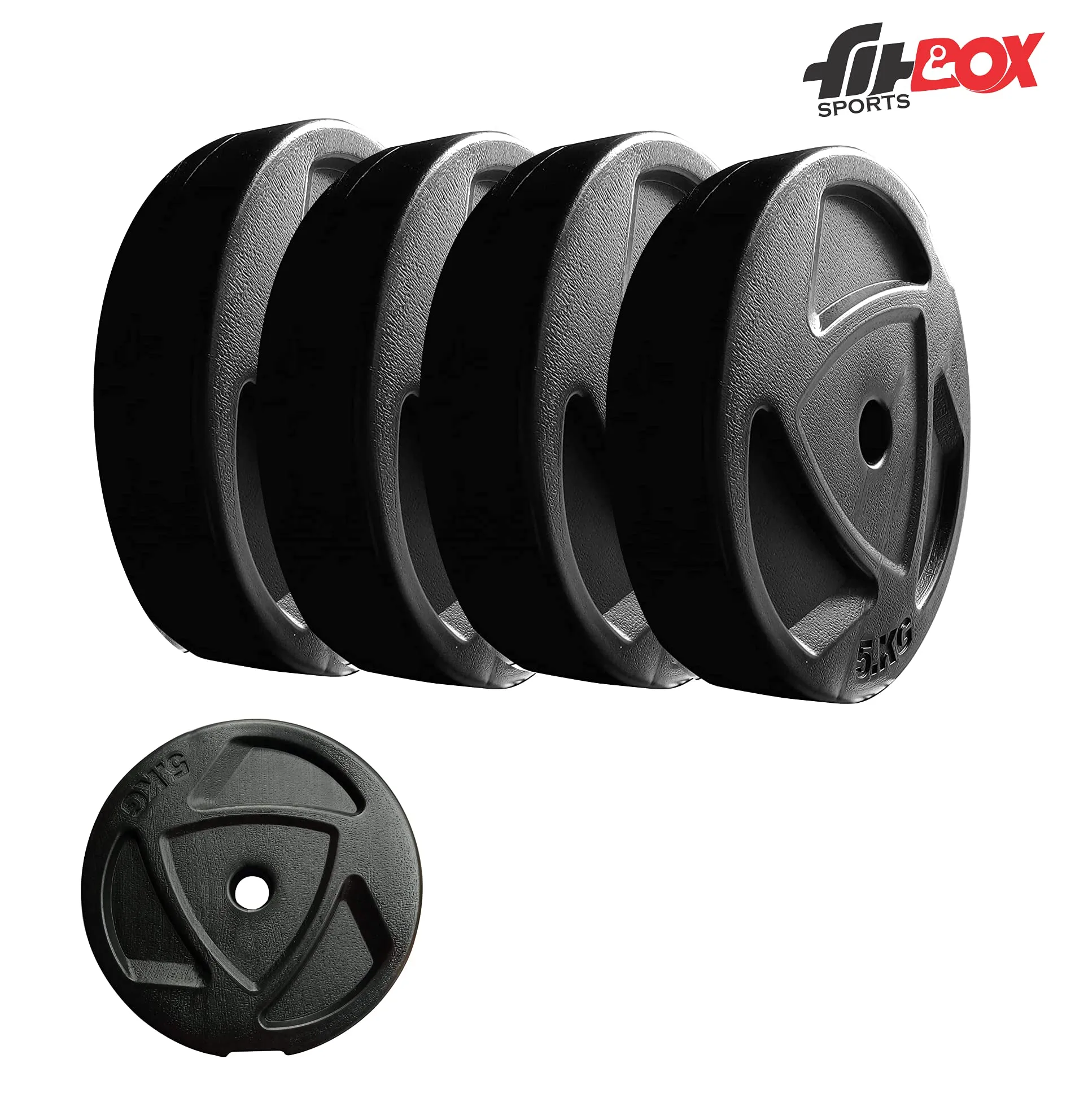 FitBox Sports Plastic Blend Intruder 20 Kg Weight Plates, 5 Kg X 4 (Black)