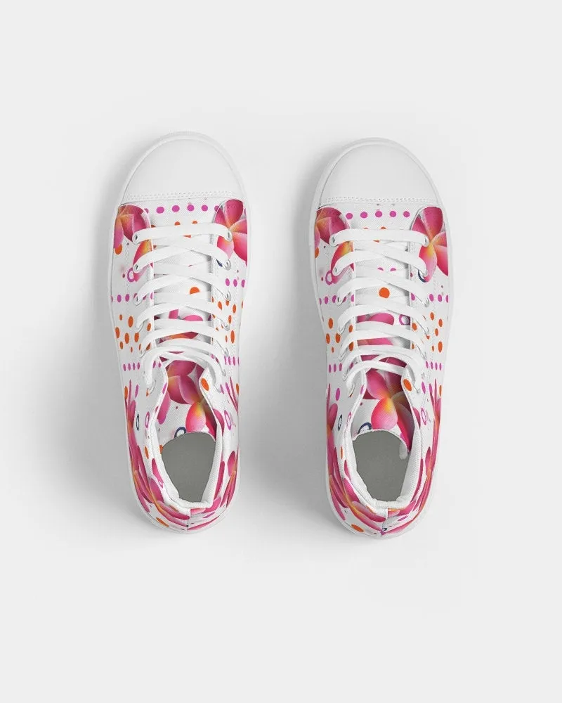 Floral Pink Plumeria Dots Hightop Sneakers