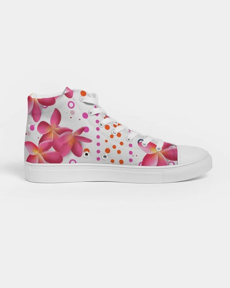 Floral Pink Plumeria Dots Hightop Sneakers