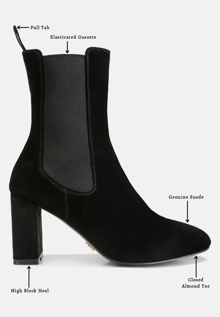 Gaven Suede High Ankle Chelsea Boots In Black