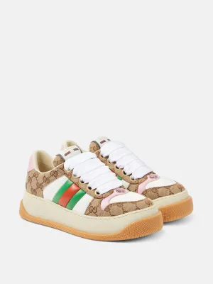 GG canvas leather-trimmed sneakers