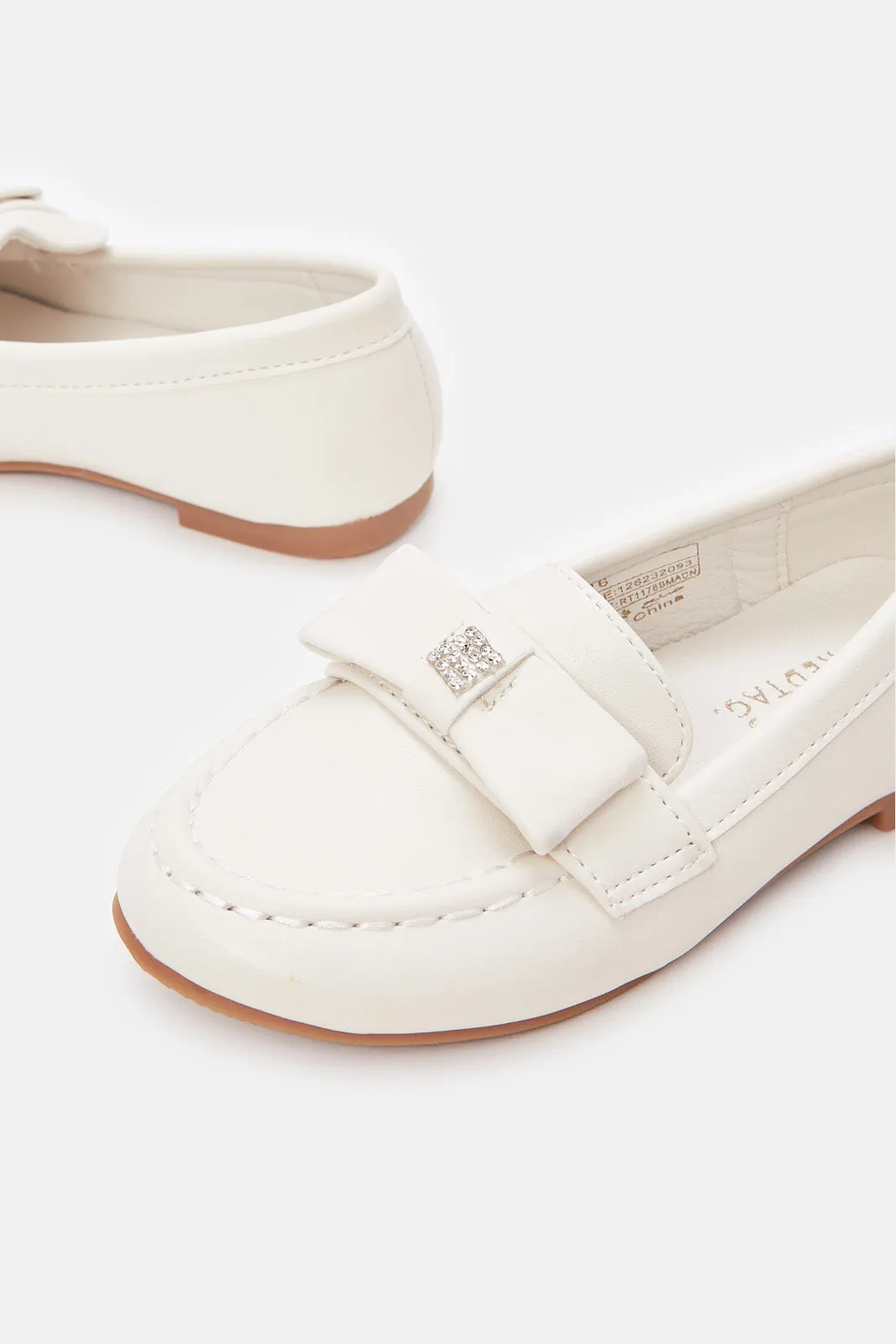 Girls Cream Embellished Loafer