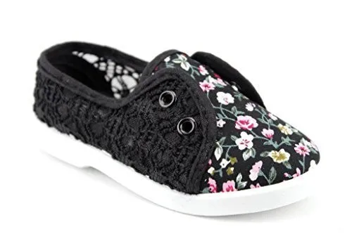 Girls Cutie-30I Slip On Lace Canvas Sneakers Shoes