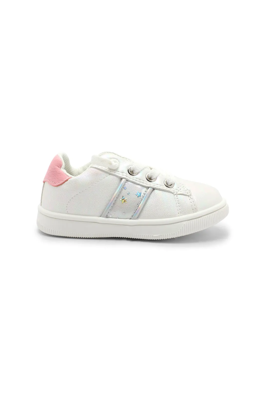 Girls White Lace-Up Sneaker