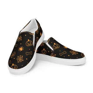 Halloween Ghost Spider Skeletons Men’s Slip On Canvas Shoes