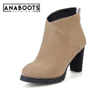 high heels black ankle boots women