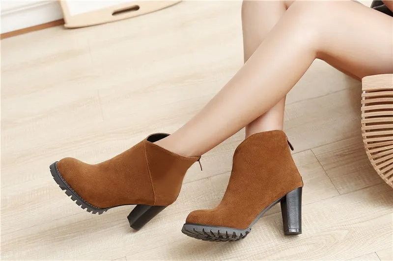 high heels black ankle boots women