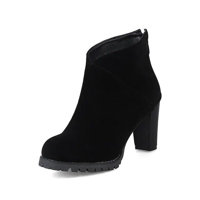 high heels black ankle boots women