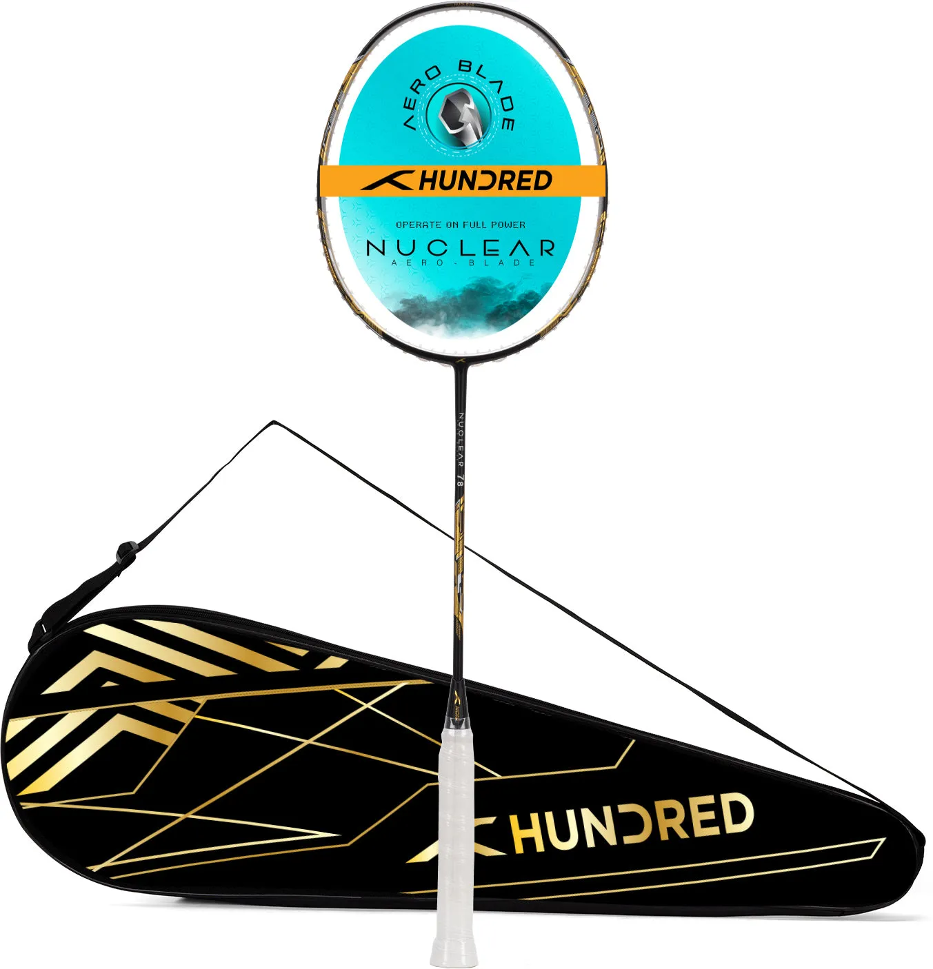 Hundred Nuclear 78 Superlight 5U Unstrung Badminton Racquet (Black / Gold)