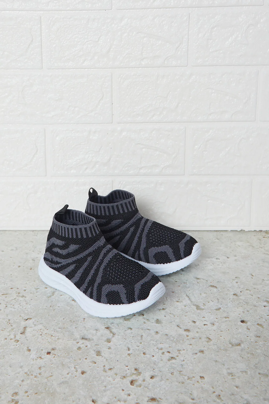 Infant Boys Black Knit High-Top Sneakers