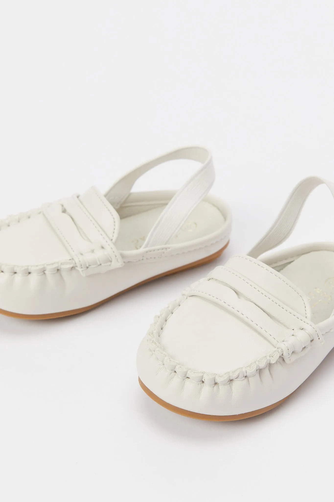 Infant Boys Cream Mule With Elastic Back Strap