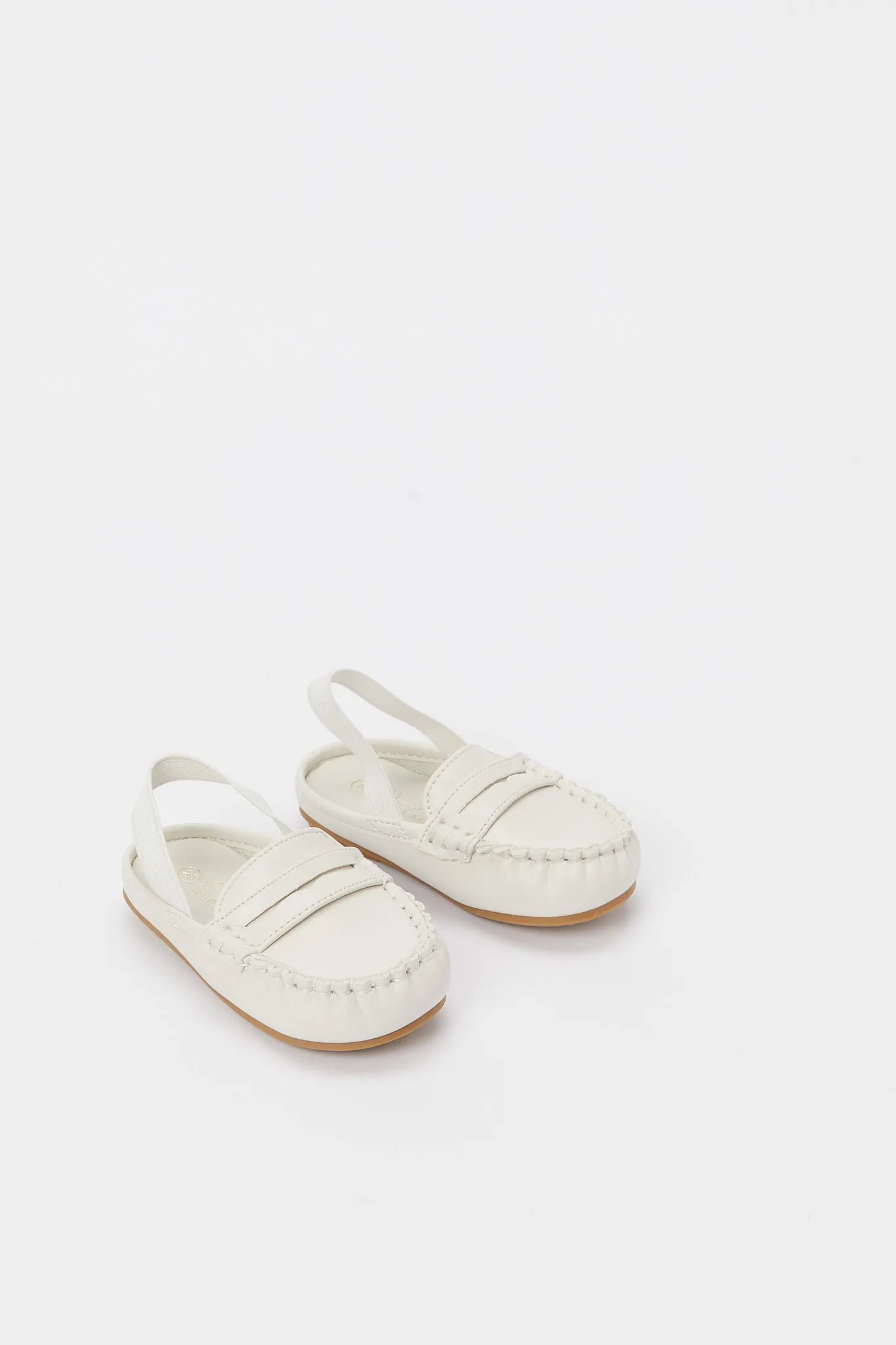 Infant Boys Cream Mule With Elastic Back Strap