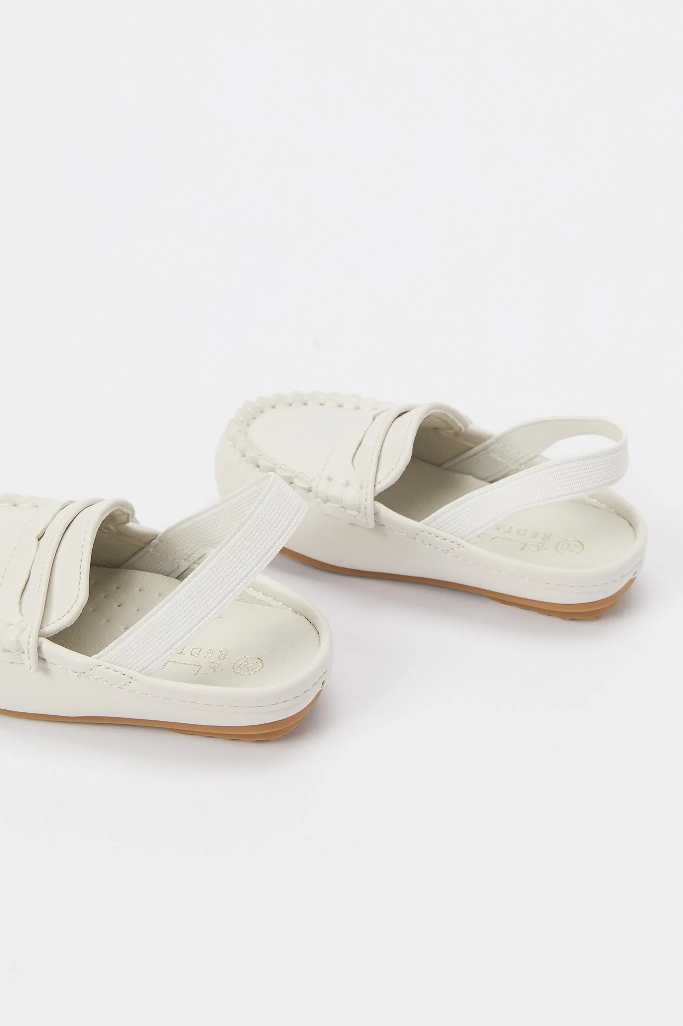 Infant Boys Cream Mule With Elastic Back Strap