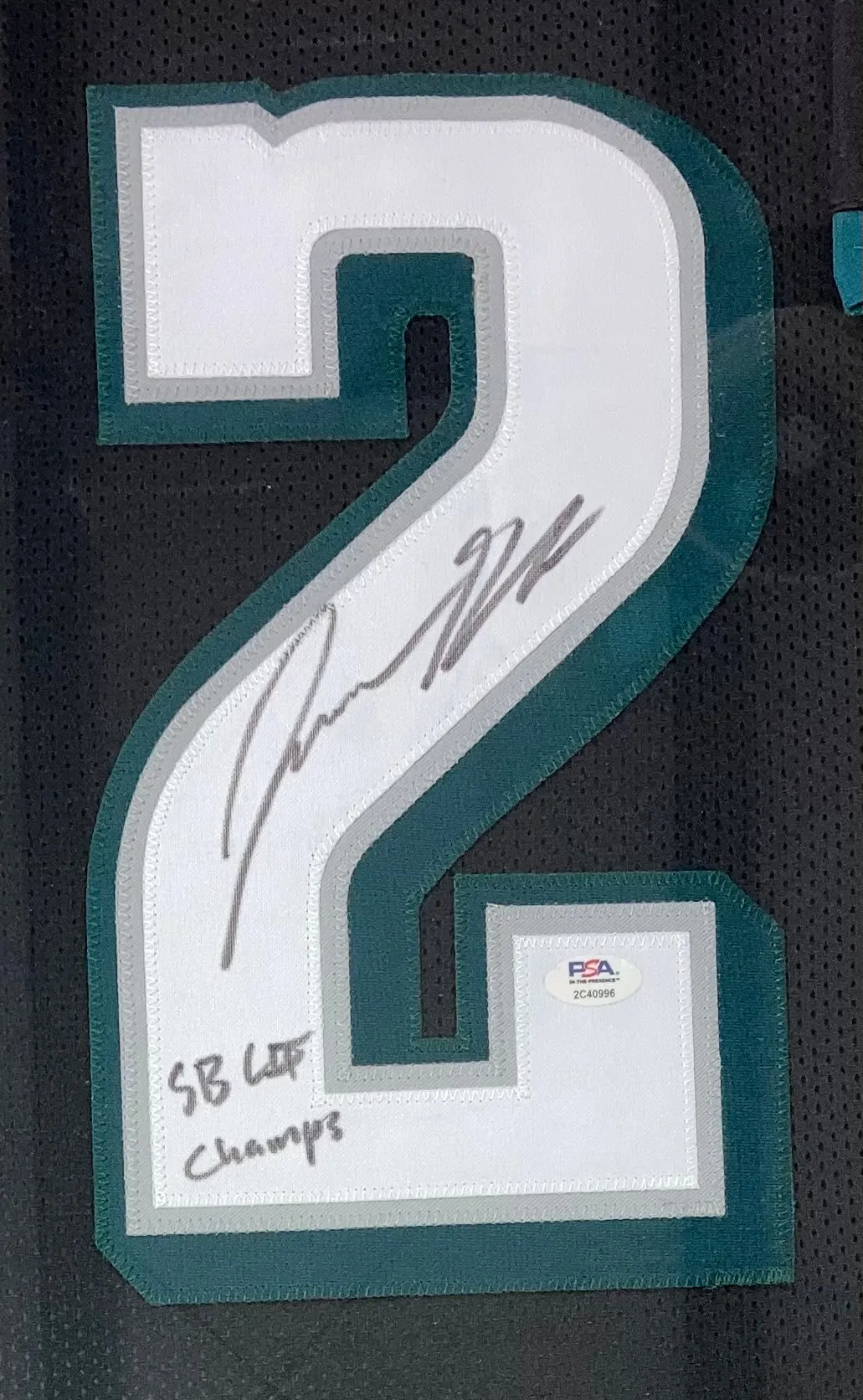 Jason Kelce Philadelphia Signed Framed Black Football Jersey SB LII Champs PSA ITP