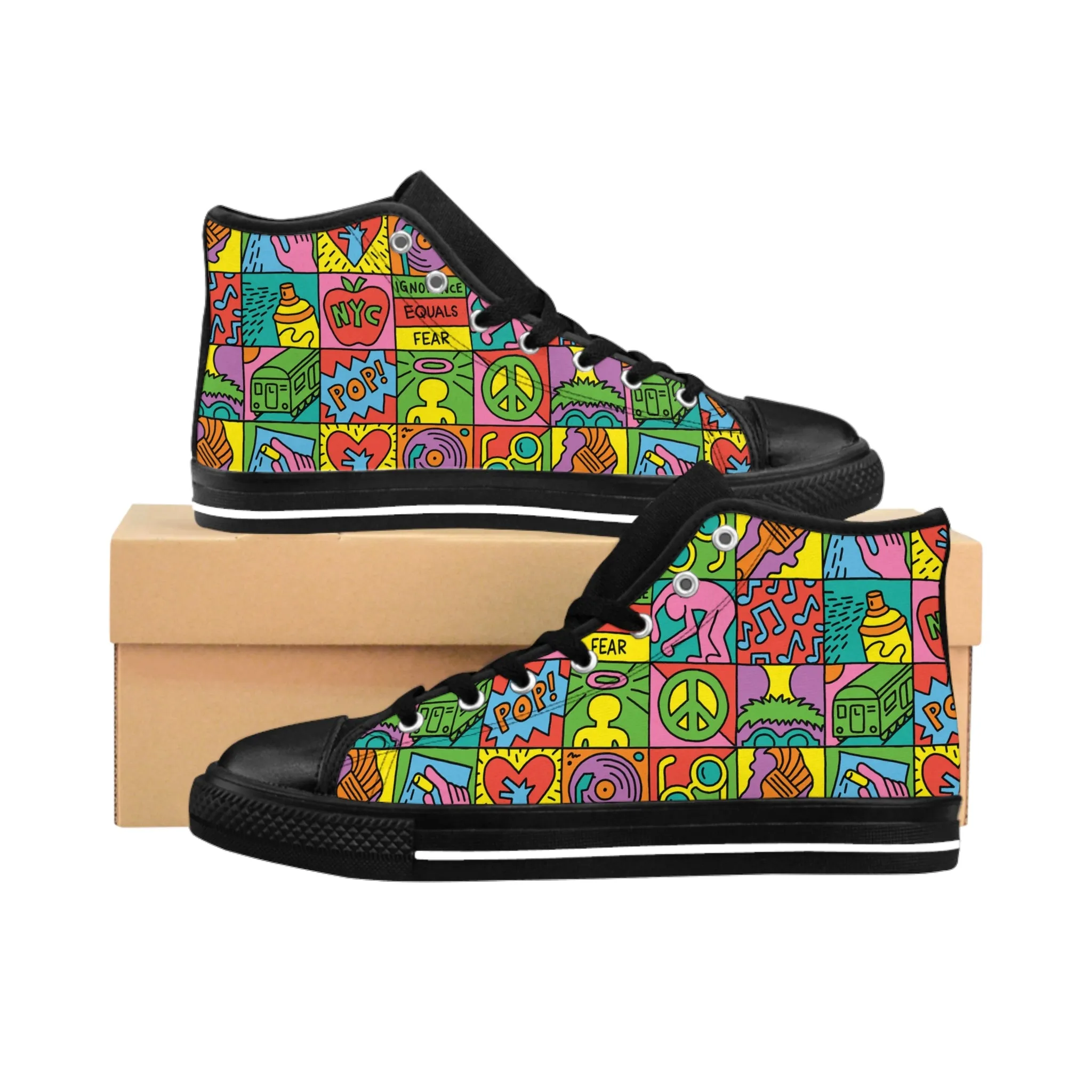 Keith Haring pop art figures Men's Classic Sneakers