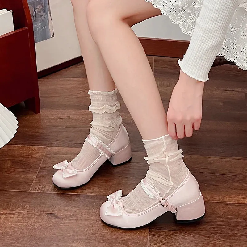 KIylethomasw New Spring Autumn Mary Jane Shoes Fashion Shallow Round Toe Mid Heel Shoes Ladies Elegant Outdoor Single Pumps Shoes