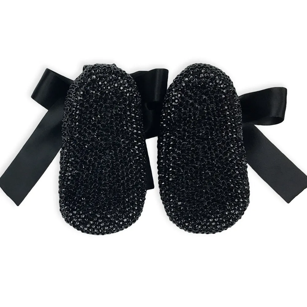 La Vera Kids Baby Girl Black Crystal Ballet Shoes